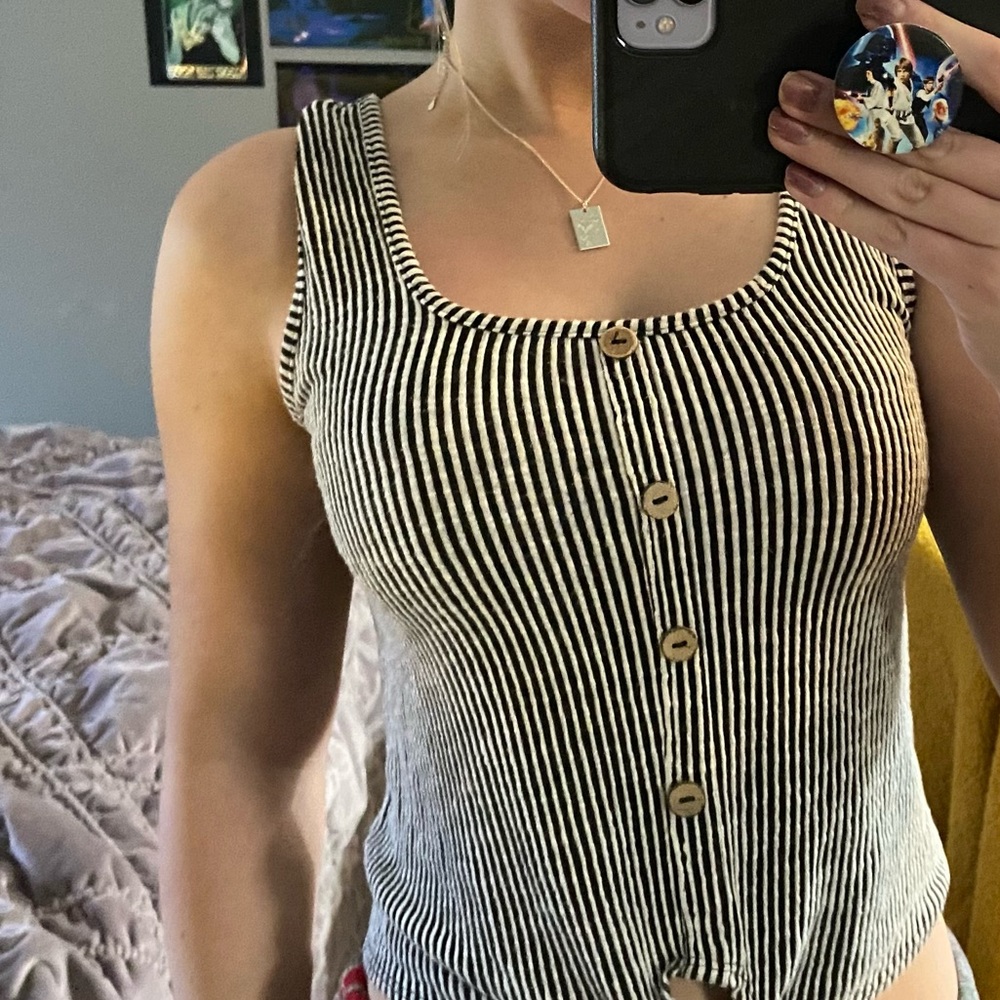Cropped striped tank top